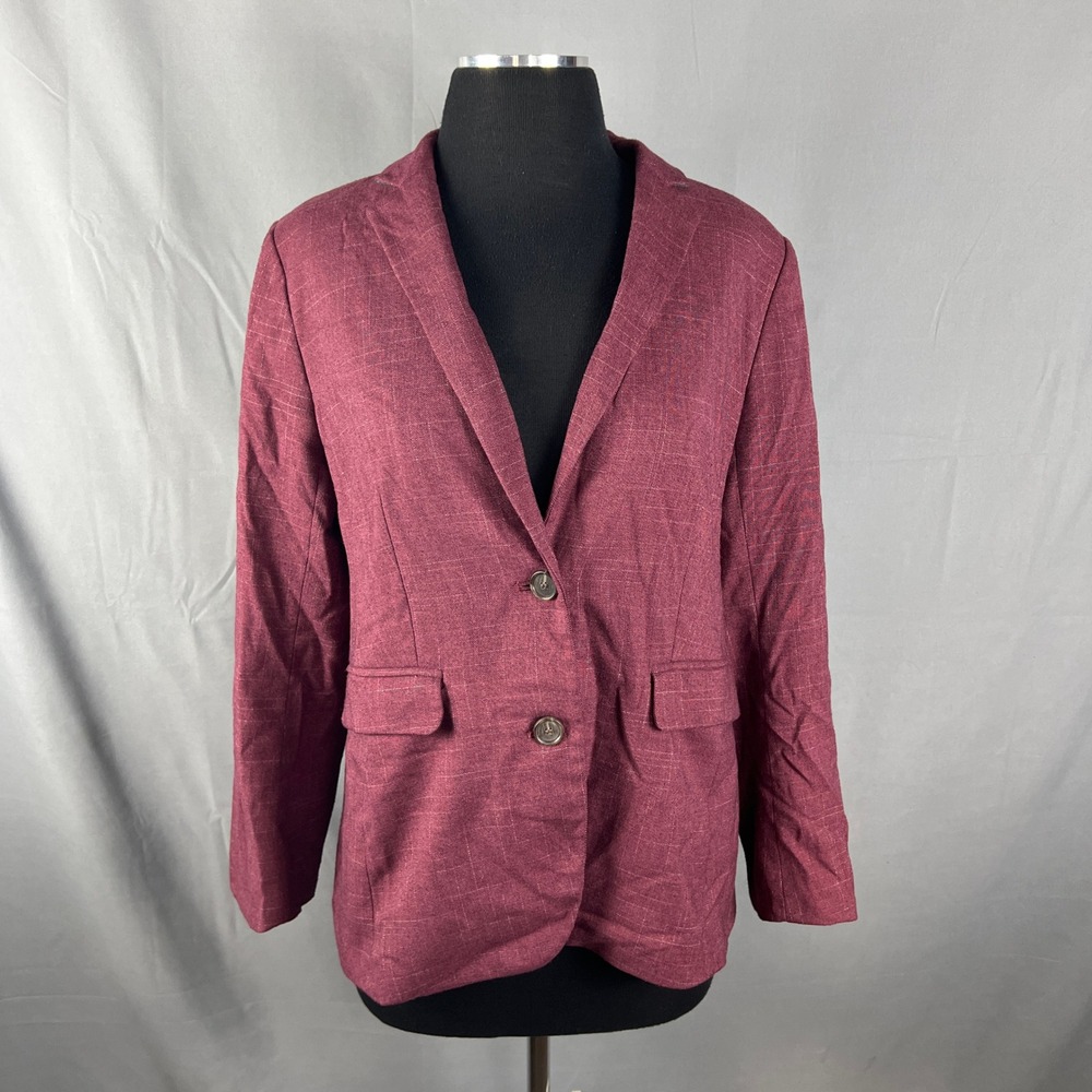 Ann Taylor Blazer Jacket Womens 6 Petite Burgundy Stretch Single Vented Business